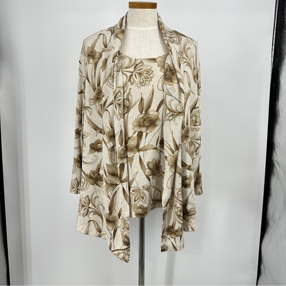 ALFRED DUNNER Jacket Tank Combo Open Front Women's Plus size 3x Floral Sweater - Picture 12 of 15